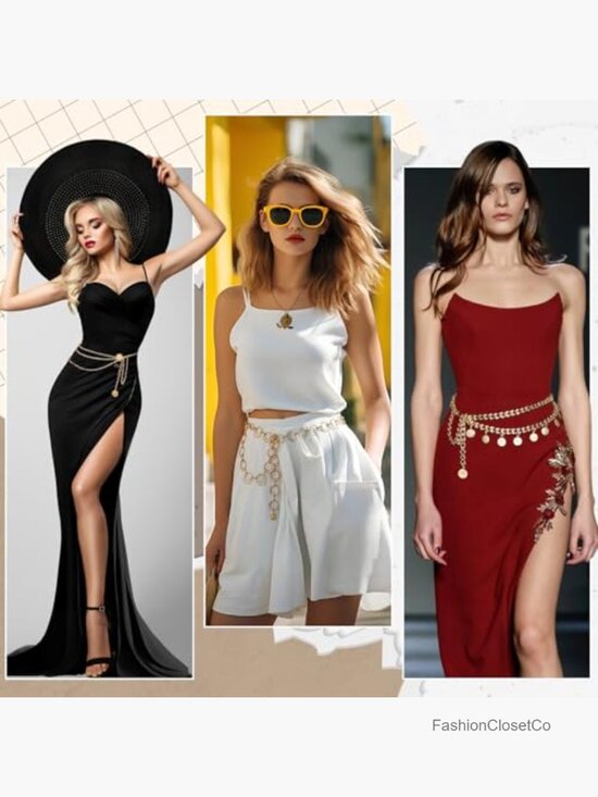 3Pcs Multilayer Layered Waist Chains for Women Dress Hip Chain Belt with main image 5
